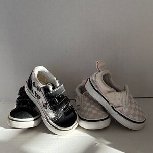 Baby girls Vans Black and White/Pink